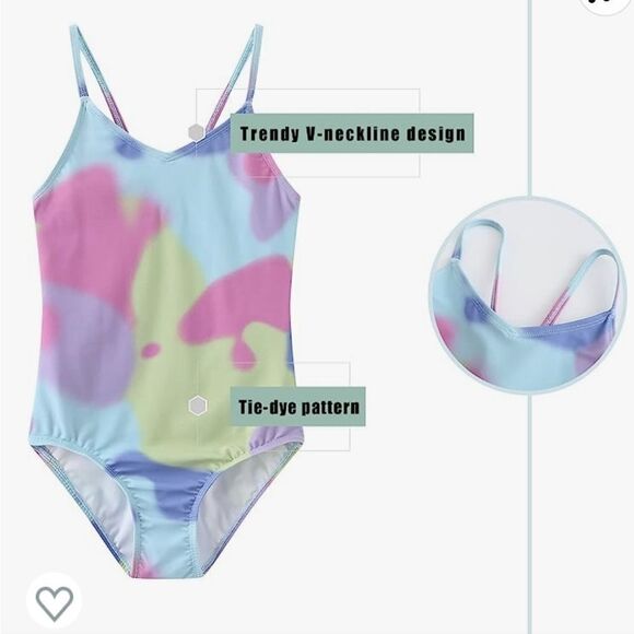 Girl's Watercolor One Piece Swimsuit Summer Swimwear Colorfull Size 15/16 - Picture 3 of 10